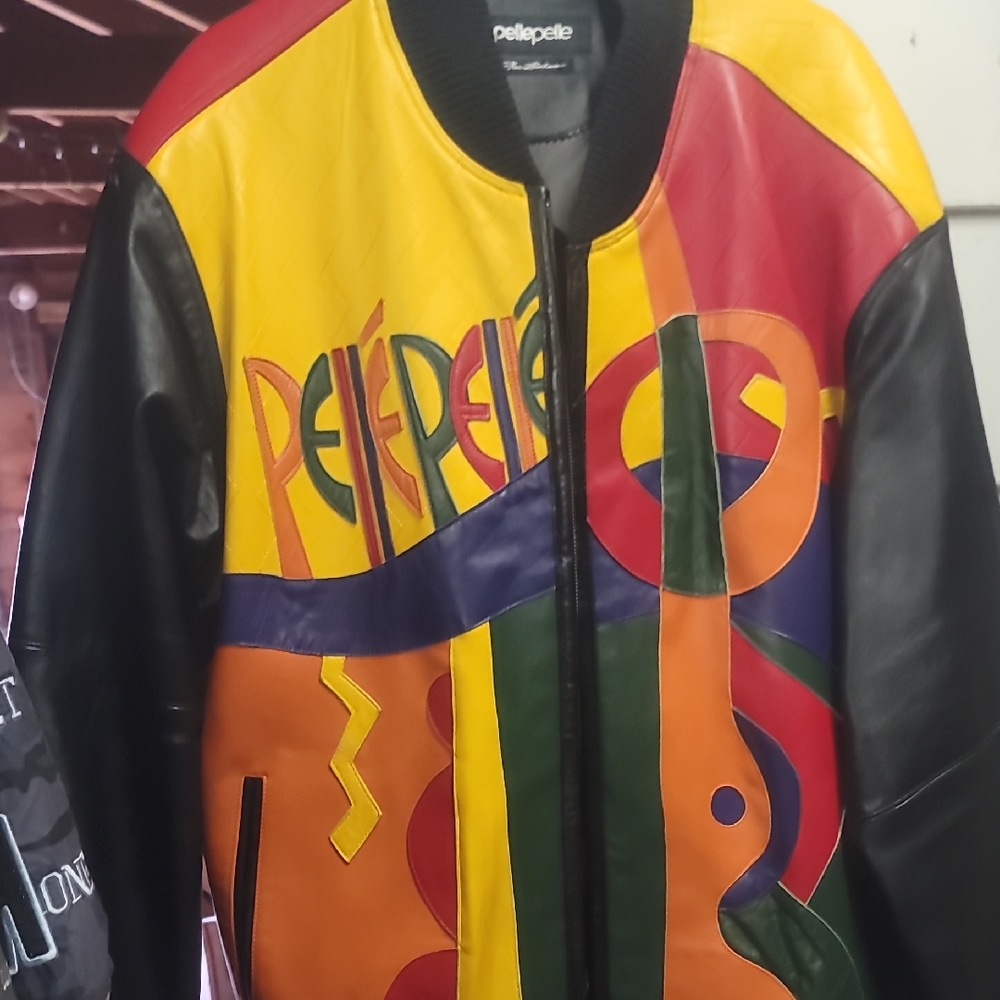 Pelle Pelle Men's Multicolor Leather Bomber Jacket